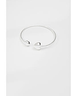 Simply Silver Recycled Sterling Silver 925 Puff Heart Cuff Bracelet