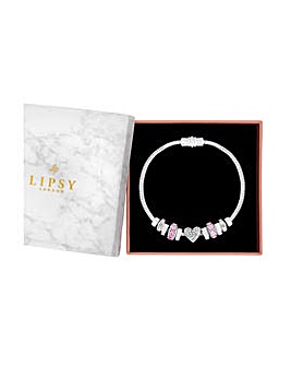 Lipsy Silver Heart Pink Magnetic Bracelet - Gift Boxed