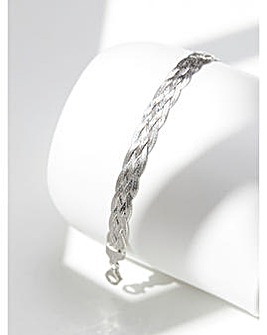 Simply Silver Recycled Sterling Silver 925 Herringbone Braided Bracelet