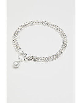 Mood Silver Crystal Diamante Pearl Charm Choker Necklace