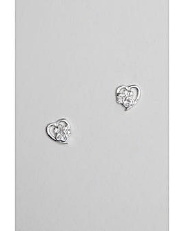 Simply Silver Sterling Silver 925 Paw Print And Heart Earrings