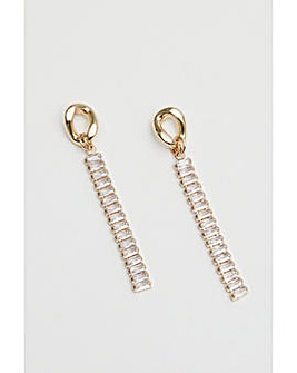 Mood Gold Crystal Baguette Chain Drop Earrings