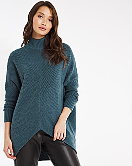 Cosy High Neck Chevron Ribbed Detail Jumper