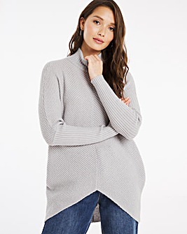 Cosy High Neck Chevron Ribbed Detail Jumper