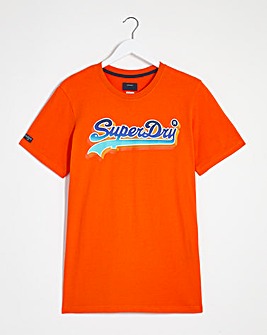 Superdry Vintage Label Short Sleeve Orange Logo T-Shirt