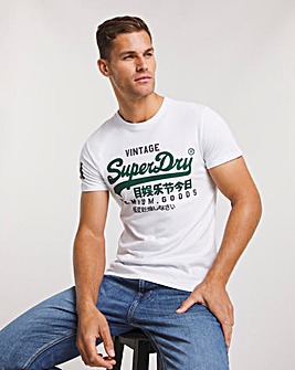 Superdry White Vintage Label Short Sleeve Printed T-Shirt