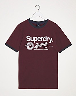 Superdry Burgundy Marl Short Sleeve Vintage Ringer T-Shirt