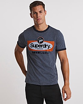 Superdry Navy Marl Short Sleeve Vintage Ringer T-Shirt