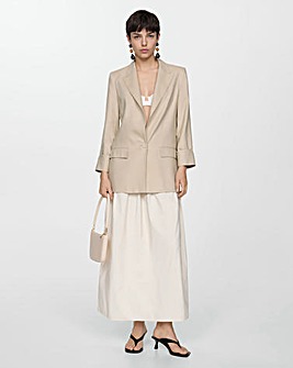 Mango Beige Linen Eleli Blazer