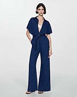 Mango Bambie Textured Cotton Jumpsuit