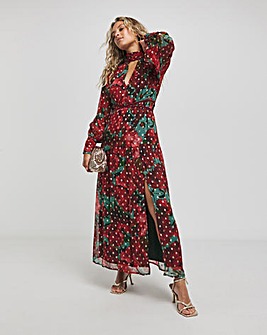 Hope & Ive Edelie Gold Detailing Long Sleeve Maxi Dress