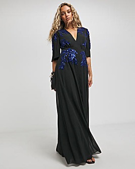 Hope & Ivy Tabby Embellished Black Maxi Dress