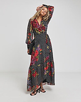 Hope & Ivy Moni Floral Wrap Maxi Dress