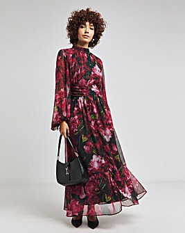 Hope & Ivy Armande Long Sleeve Pink Floral Maxi Dress