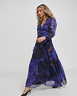 Hope & Ivy Verniuque Blue Floral Wrap Maxi Dress