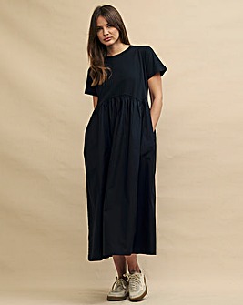 Nobody's Child Black Jersey And Woven Mix Dress