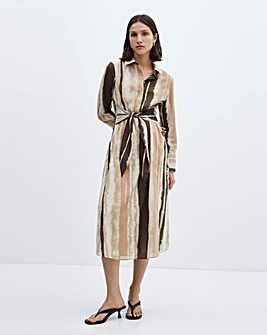 Mango Zoey Tie-Dye Stripe Midi Shirt Dress