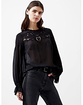 French Connection Emina Chiffon Lace Blouse