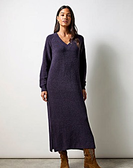 Ro&Zo Navy V Neck Textured Knit Dress