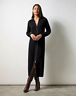 Ro&Zo Black ZipThrough Knitted Dress