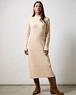 Ro&Zo Oatmeal High Neck Jumper Dress