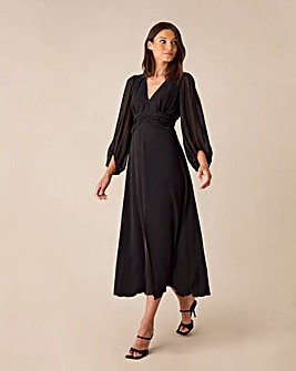 Ro&Zo Black Ruched Waist Maxi Dress