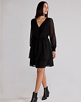 Ro&Zo Black Dobby Trim Insert Dress