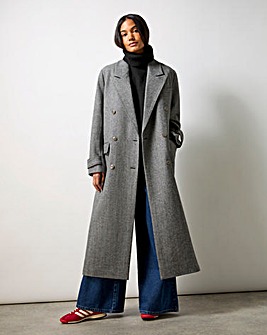 Ro&Zo Herringbone Double Breasted Overcoat