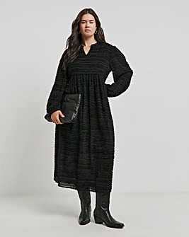 Native Youth Brushed Tonal Stripe Smock Maxi Dress