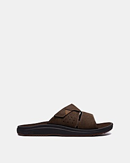 Clarks Brinkley Slide Sandals - Dark Brown