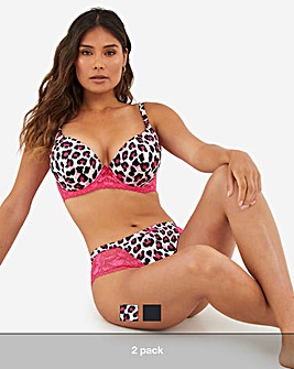 2 Pack Padded Boost Plunge Print Bras