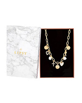 Lipsy Gold And Pearl Talisman Charm Necklace - Gift Boxed