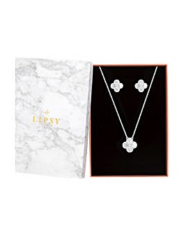 Lipsy Silver Floral Clover Set - Gift Boxed