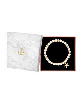 Lipsy Gold Beaded Charm Coastal Bracelet - Gift Boxed