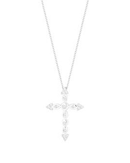 Simply Silver Recycled Sterling Silver 925 Cubic Zirconia Cross Pendant Necklace