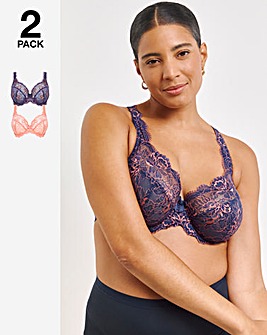 Pretty Secrets 2 Pack Ella Lace Full Cup Wired Bras B-K