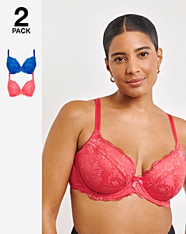 Pretty Secrets 2 Pack Ella Lace Padded Plunge Wired Bras B-K