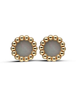 9ct Gold Mother of Pearl Round Stud Earrings