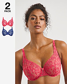 Lesley 2 Pack Everyday Full Cup All Over Embroidery Bras