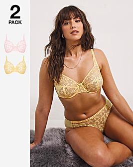 Lesley 2 Pack Everyday Full Cup All Over Embroidery Bras
