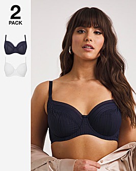 2 Pack Mollie Everyday Stripe Full Cup Bras
