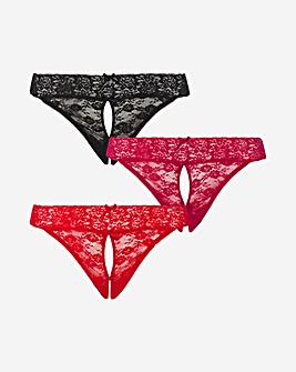 Simply Be 3 Pack Crotchless Thongs