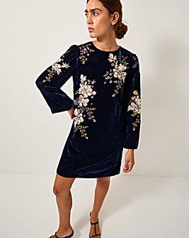 Monsoon Fallon Floral Velvet Mini Dress