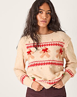 Monsoon Bess Gingerbread Man Knit Jumper