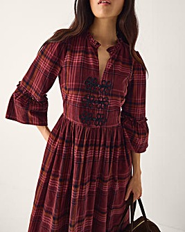 Monsoon Charly Check Corduroy Midi Dress