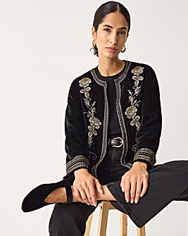 Monsoon Heather Floral Velvet Jacket