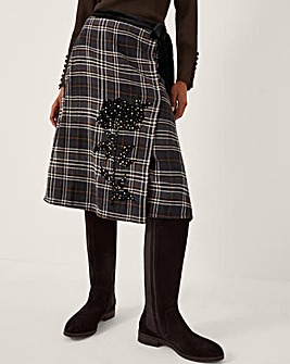 Monsoon Rue Tartan Wrap Midi Skirt