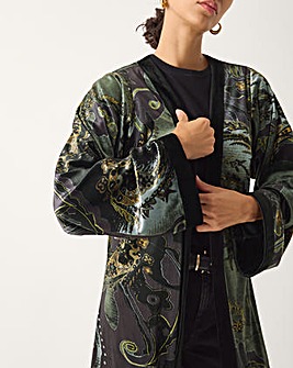 Monsoon Delta Print Velvet Kimono