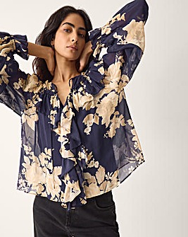 Monsoon Sasha Floral Print Ruffle Blouse