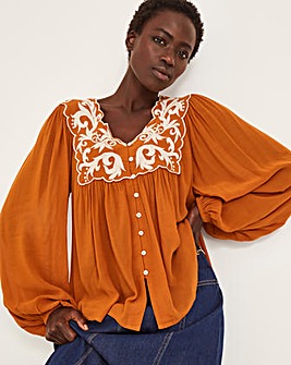 Monsoon Jenna Embroidered Blouson Blouse